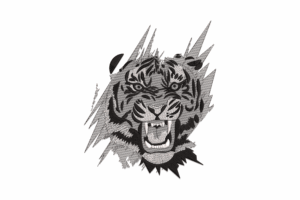 Abstract Angry Tiger Face Embroidery Design