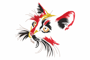 Abstract Cat Face Embroidery Design