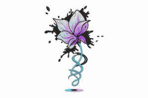 Abstract Ink Splash Flower Embroidery Design