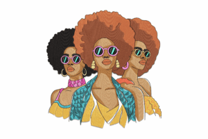 Afro Chic Trio Embroidery Design