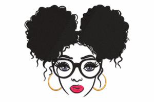 Afro Girl Face Embroidery Design