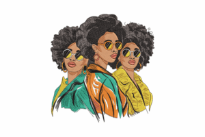 Afro Women Trio Embroidery Design