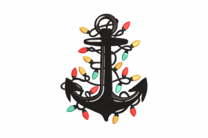 Anchor with Christmas Lights Embroidery Design