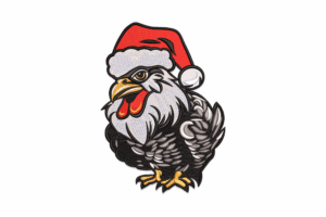 Angry Rooster with Santa Hat Embroidery Design