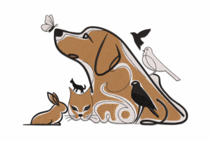 Animal Harmony Silhouette Embroidery Design