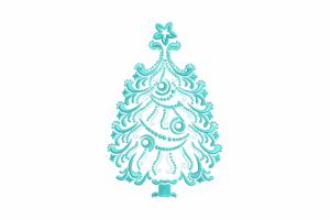 Aqua Swirl Christmas Tree Embroidery Design