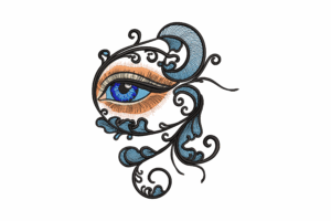 Artistic Blue Eye Embroidery Design