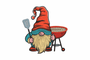 BBQ Gnome Embroidery Design