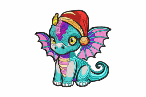 Baby Christmas Dragon Embroidery Design