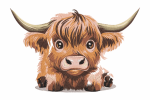 Baby Highland Cow Embroidery Design