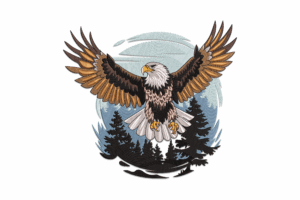 Bald Eagle in Forest Embroidery Design