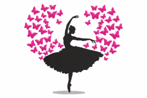 Ballet Dancer with Butterflies Embroidery Design
