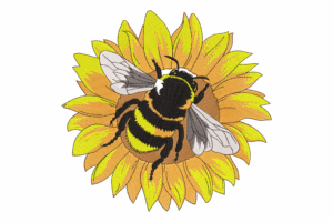 Bee on Sunflower Embroidery Design