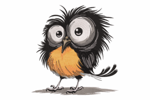 Big Eyed Cartoon Bird Embroidery Design