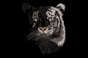 Black & Gray Tiger Face Embroidery Design