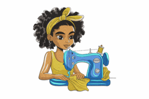 Black Seamstress Girl Embroidery Design