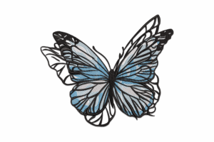 Blue Butterfly Machine Embroidery Design
