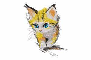 Blue-Eyed Kitten Embroidery Design