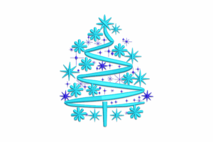 Blue Modern Christmas Tree Embroidery Design