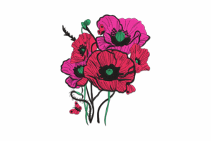Bold Poppy Bouquet Embroidery Design