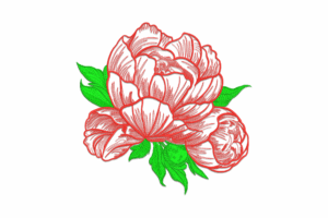 Bold Red Peony Flower Embroidery Design