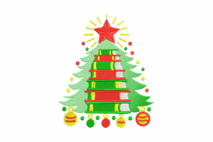 Book Stack Christmas Tree Machine Embroidery Design