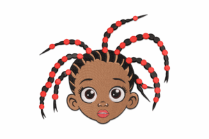Braided Hair Girl Embroidery Design