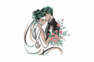 Bride and Groom Machine Embroidery Design