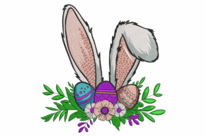 Bunny Ears with Easter Eggs Embroidery Design