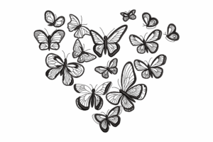 Butterflies Heart Machine Embroidery Design