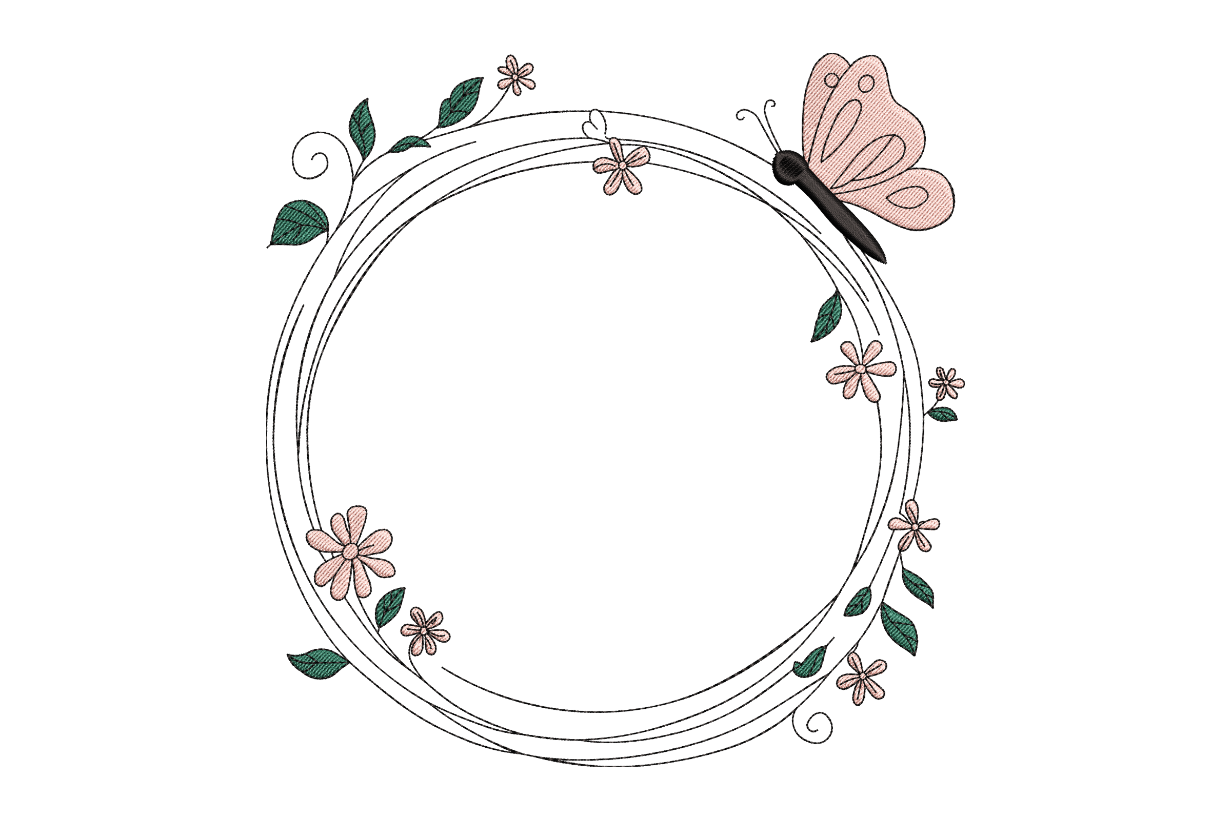 Butterfly Frame Machine Embroidery Design