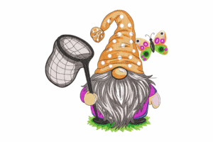Butterfly Gnome Embroidery Design