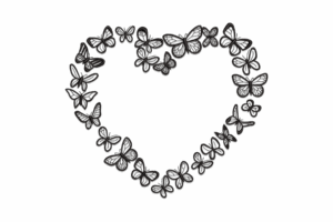 Butterfly Heart Frame Machine Embroidery Design