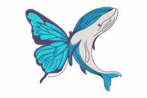 Butterfly Whale Embroidery Design