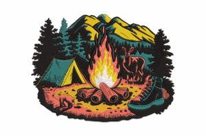 Campfire in the Wilderness Embroidery Design