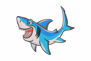 Cartoon Shark Embroidery Design