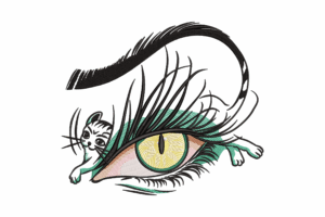 Cat Eye with Kitten Embroidery Design