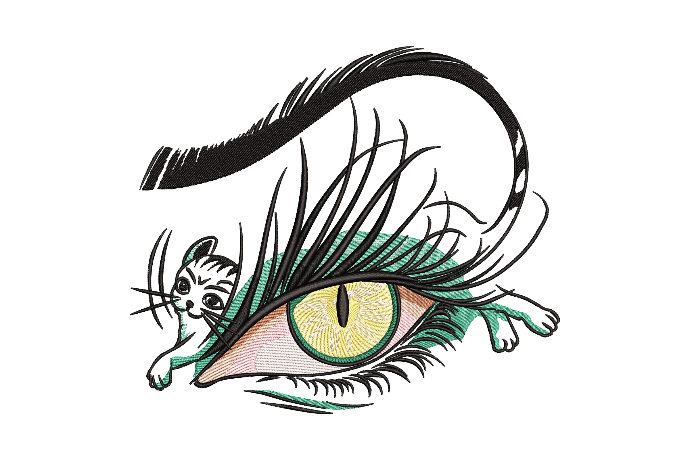 Free Cat Eye with Kitten Embroidery Design