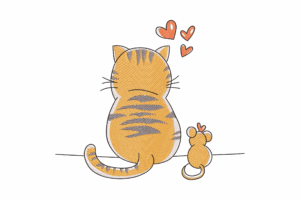 Cat and Mouse Love Embroidery Design