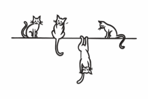 Cats on a Line Embroidery Design