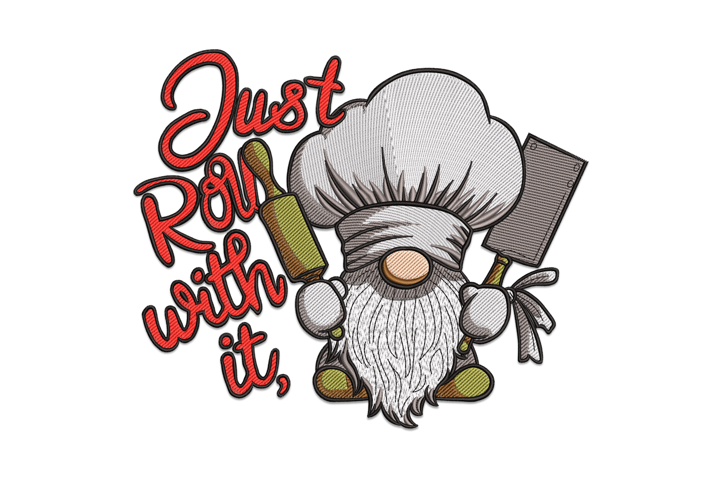 Chef Gnome with BBQ Grill Embroidery Design