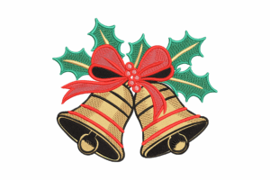 Christmas Bells with Bow Embroidery Design