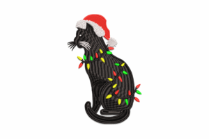 Christmas Black Cat Embroidery Design