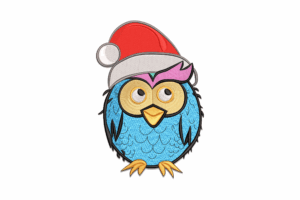 Christmas Blue Bird with Santa Hat Embroidery Design