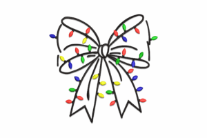 Christmas Bow with Lights Embroidery Design