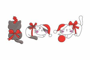 Christmas Cats with Bows Embroidery Design