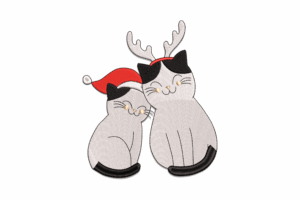 Christmas Cats with Santa Hat Embroidery Design