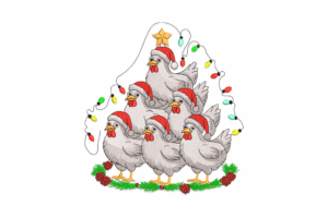 Christmas Chicken Tree Embroidery Design