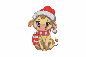Christmas Cow Embroidery Design