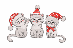 Christmas Cute Cats Embroidery Design